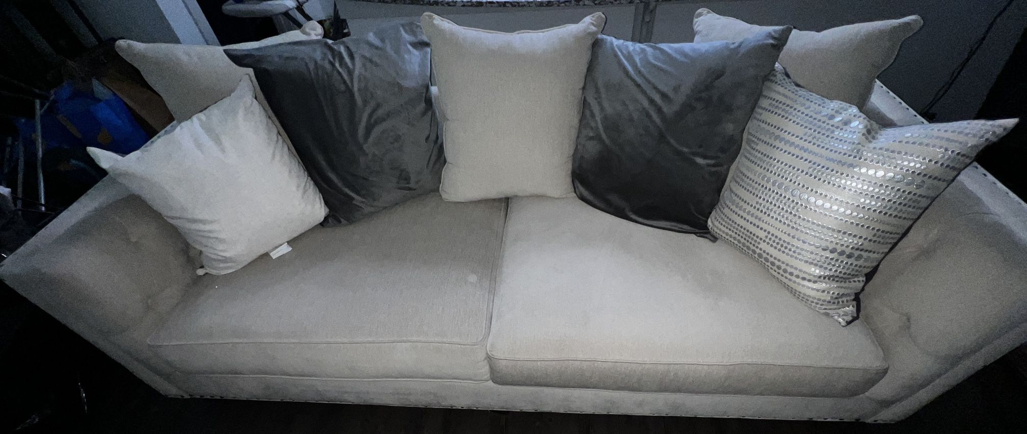 3-4 Seat Tan Chenille Sofa