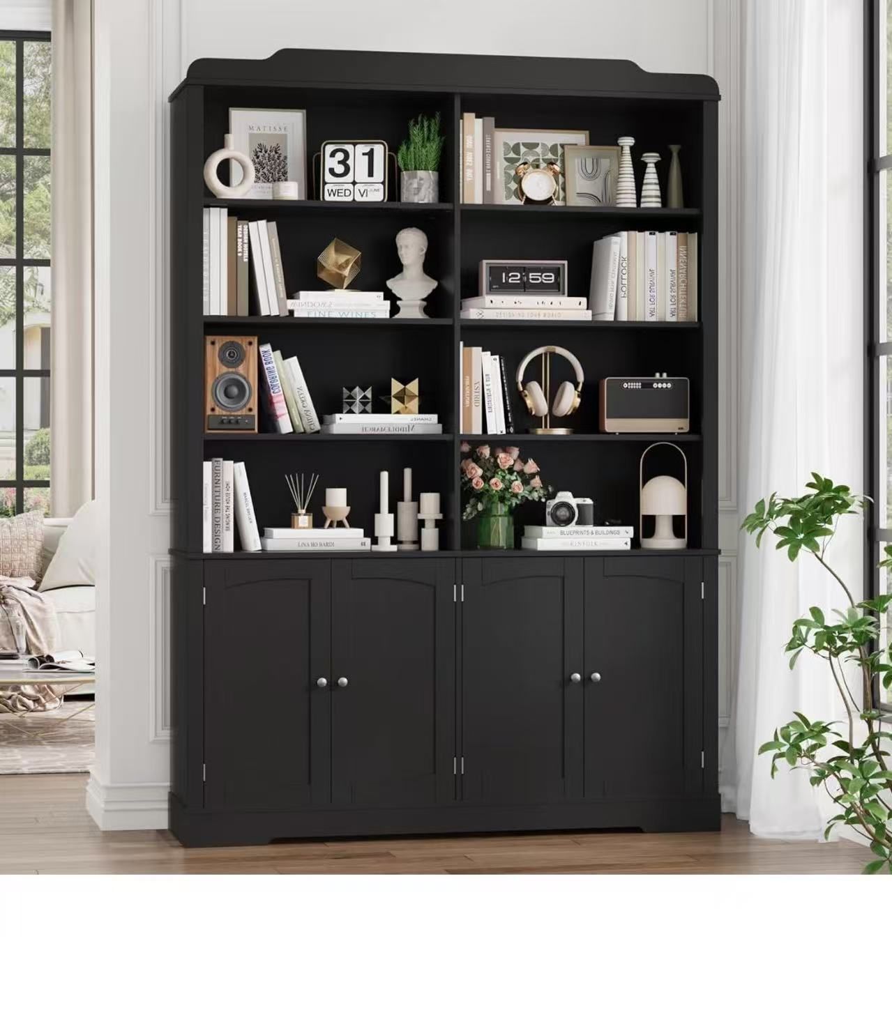 73.1" Tall Bookcase and Bookshelf, Wide Bookshelf with Doors and Adjustable Shelves, 6 Tier Large Bookshelfs with Storage, Tall Storage Cabinet for Li