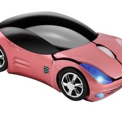 Usbkingdom 2.4GHz Wireless Mouse Cool 3D Sport Car Shape Ergonomic Optical Mice with USB Receiver for PC Laptop Computer Kids Girls Small Hands (Pink)