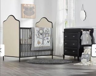 🍼Little Seeds Piper Convertible Metal Crib – Black & Cream – New In Box🍼
