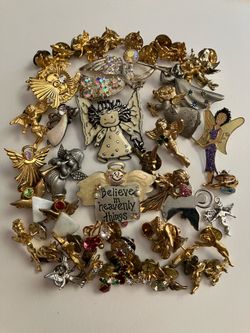 46 x Unique ANGEL Pin Brooch Collection - Vintage Church Healing Gifts Christian Jewelry