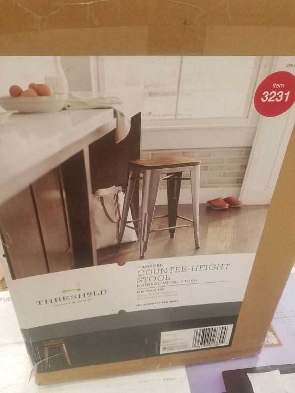Threshold Hampden Counter Height Stool Natural Metal Finish With Threshold Hampden Counter Height Stool Natural Metal Finish With Elm Wood Top New 24 Inches