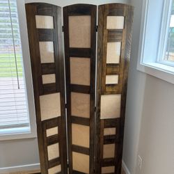 Vintage Dark Wood 3-Panel Photo Display / Room Divider