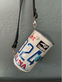 North Carolina License Plate Purse / Utility Case w/ Strap. Snap Closure.