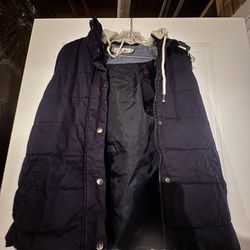 H&M Dark Blue Hooded Vest Size 6