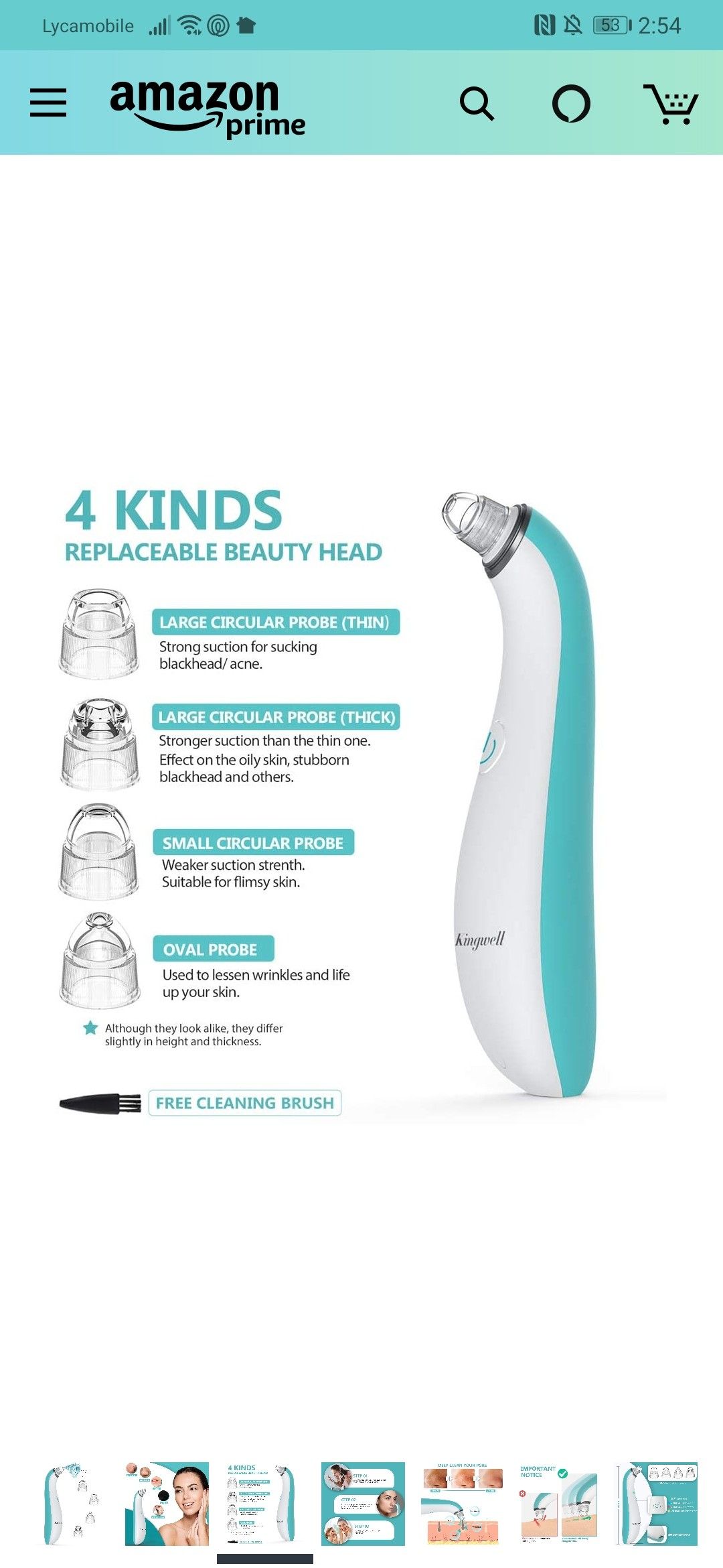 Facial Blackhead Remover Vacuum - Kingwell Pore Cleaner Rechargeable Blackhead Removal Tool