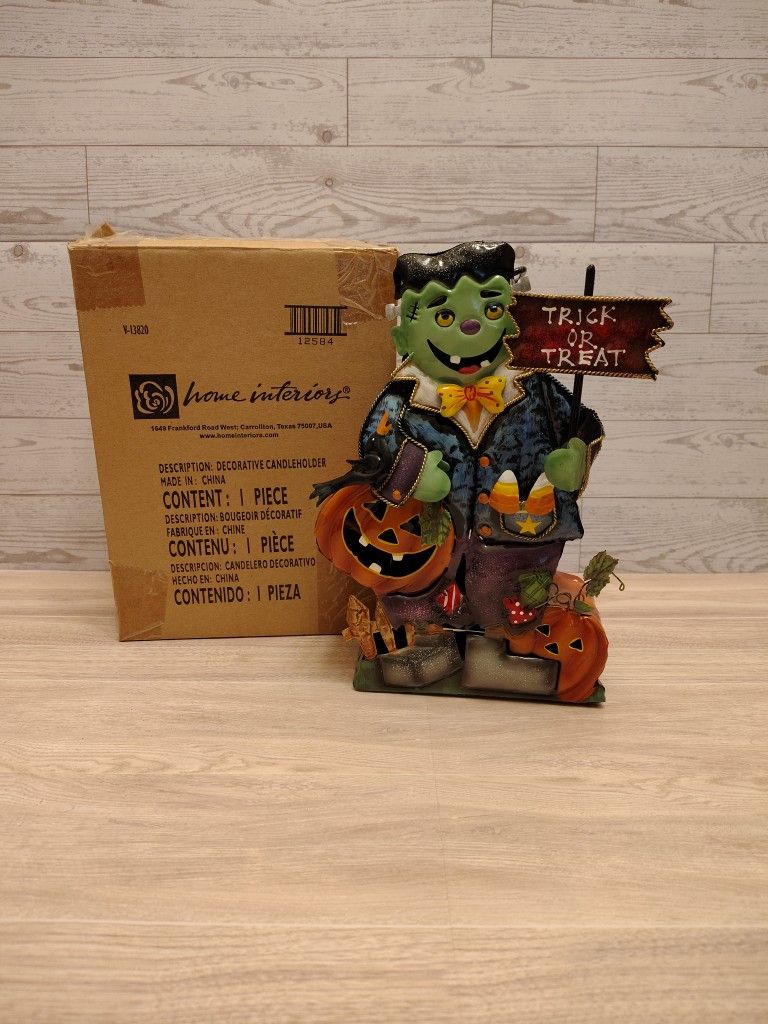 Vintage Home Interiors Frankenstein Metal Lantern Candle Holder
