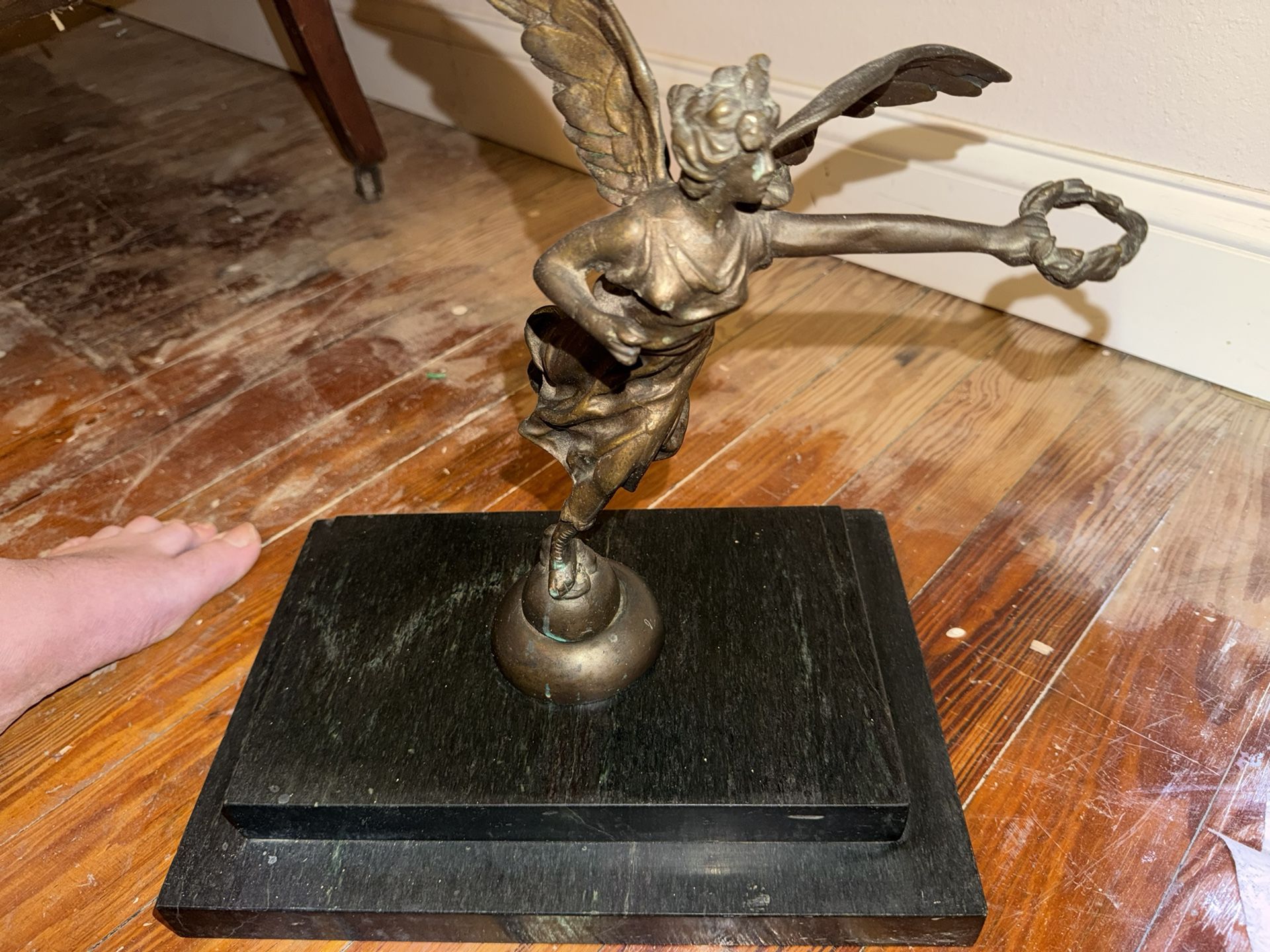 Brown Statue, Depicting Nymph With Wings With Base