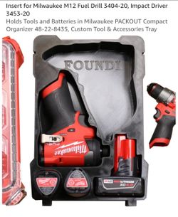 Foundi Insert for Milwaukee M12 Impact driver and drill PACKOUT Organizer