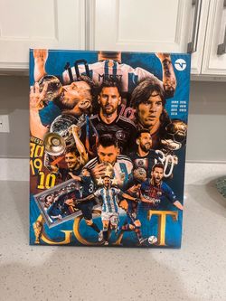 Lionel Messi GOAT Soccer Canvas Wall Art – Legend Collage