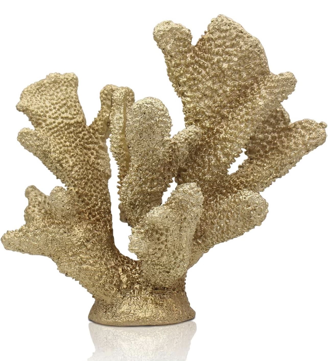 ALIWINER Gold Coral Decor Coral Reef,Faux Artificial Coral Decor Resin Coral Statue, Nautical Decor Tabletop Decoration Home Living Room Decor