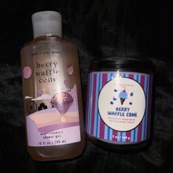 Bath & Body Works Candle And Body Wash Berry Waffle Cone