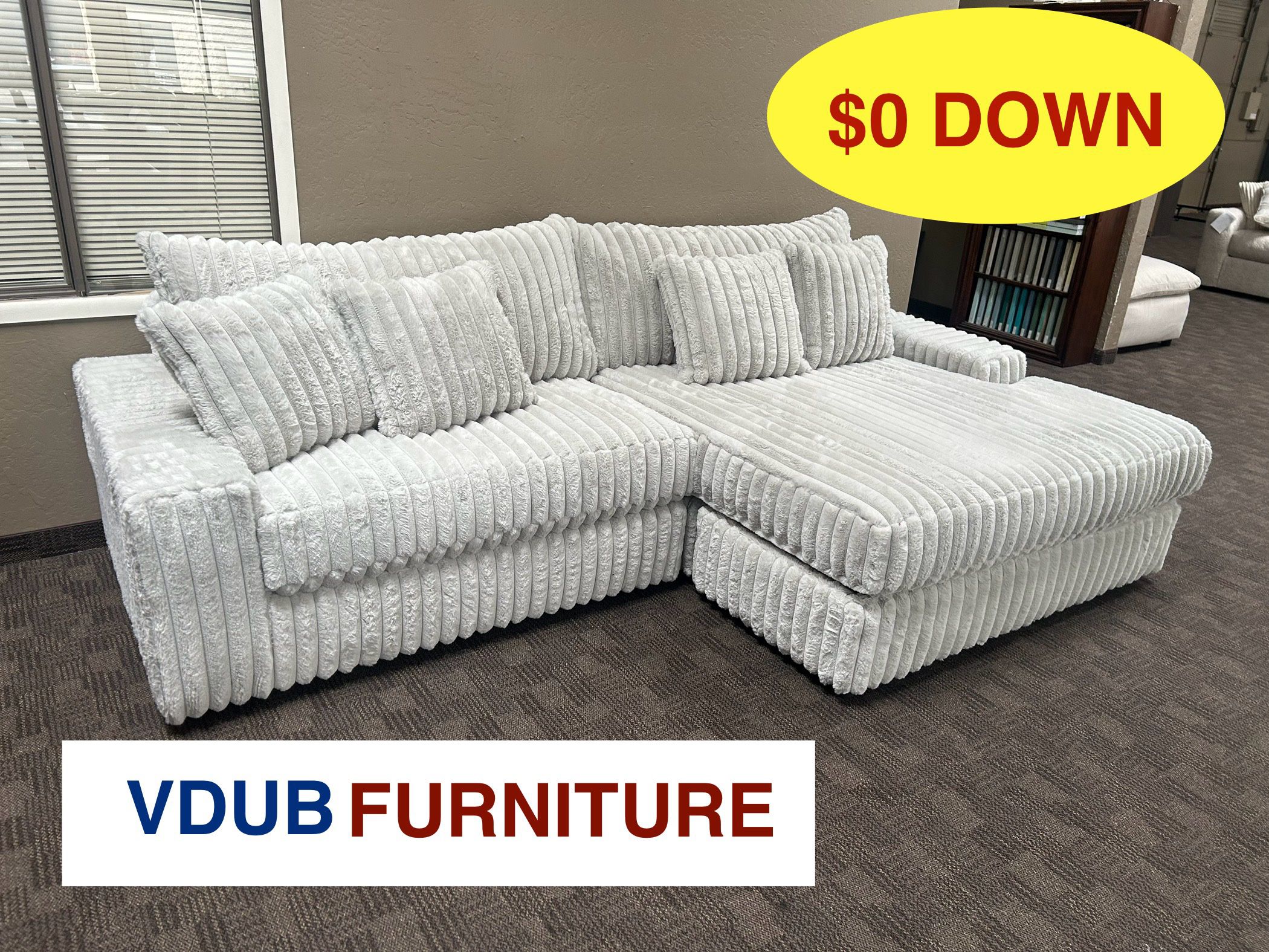 New White Beige Sectional Couch 