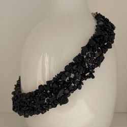 Stunning Necklace With Black Lava Stones. 