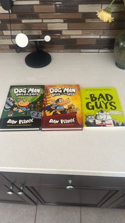 Hard cover dog man books and the bad guys soft cover