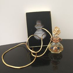 Perfume Necklace, Vintage Cameo With Stones 24 K Gold Plated  New In Box