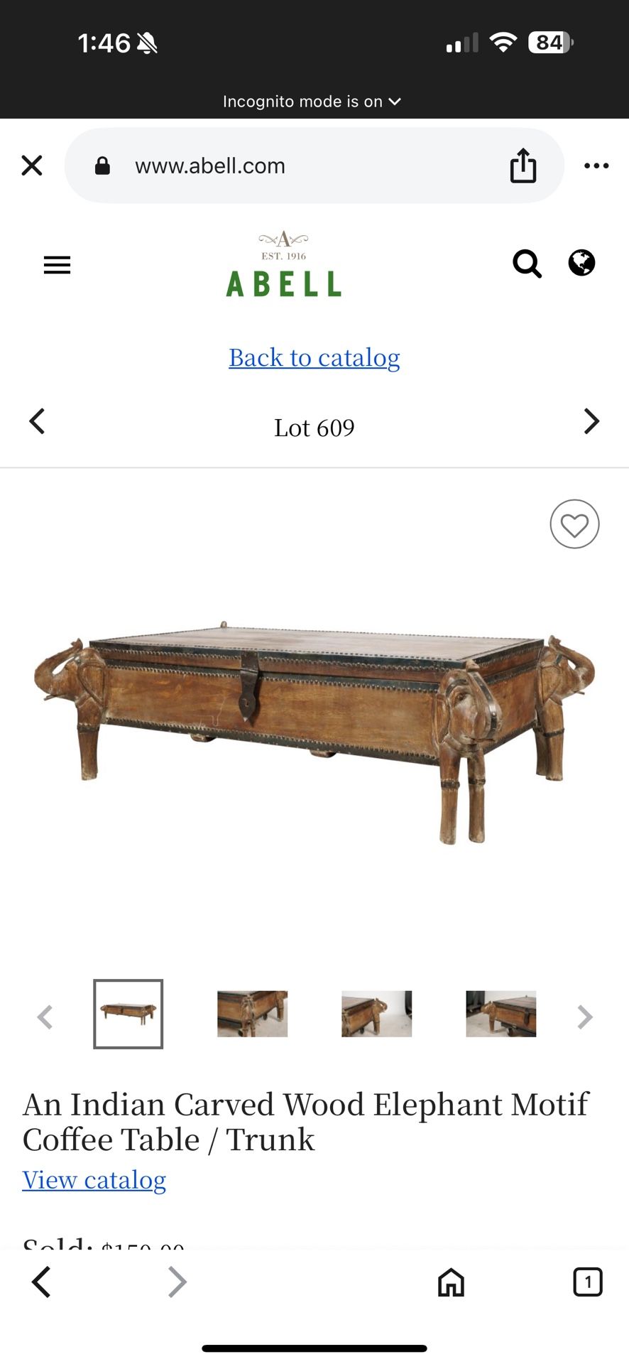 An Indian Carved Wood Elephant Motif Coffee Table Trunk