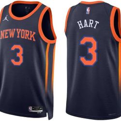 Josh Hart Jersey Mens Large Navy New York Knicks #3 