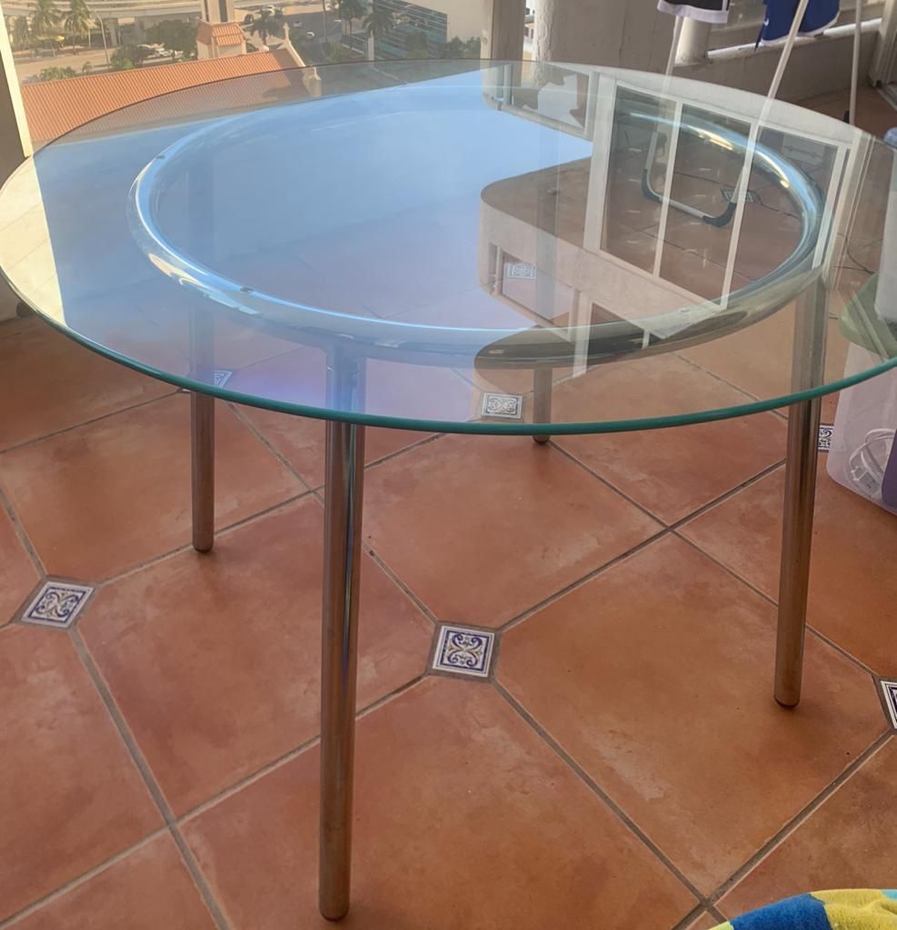 Glass Round Table Top Ikea (Chrome Legs)