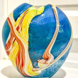 Heavy Art Glass Heart Vase