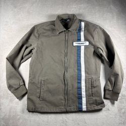 Y2K Lost Enterprises Men’s XL Gray Racing Jacket Racing Stripe Full Zip #3074