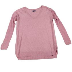 American Eagle Outfitters Womens Sweater V neck Preppy Coquette Twee Pink Sz XS