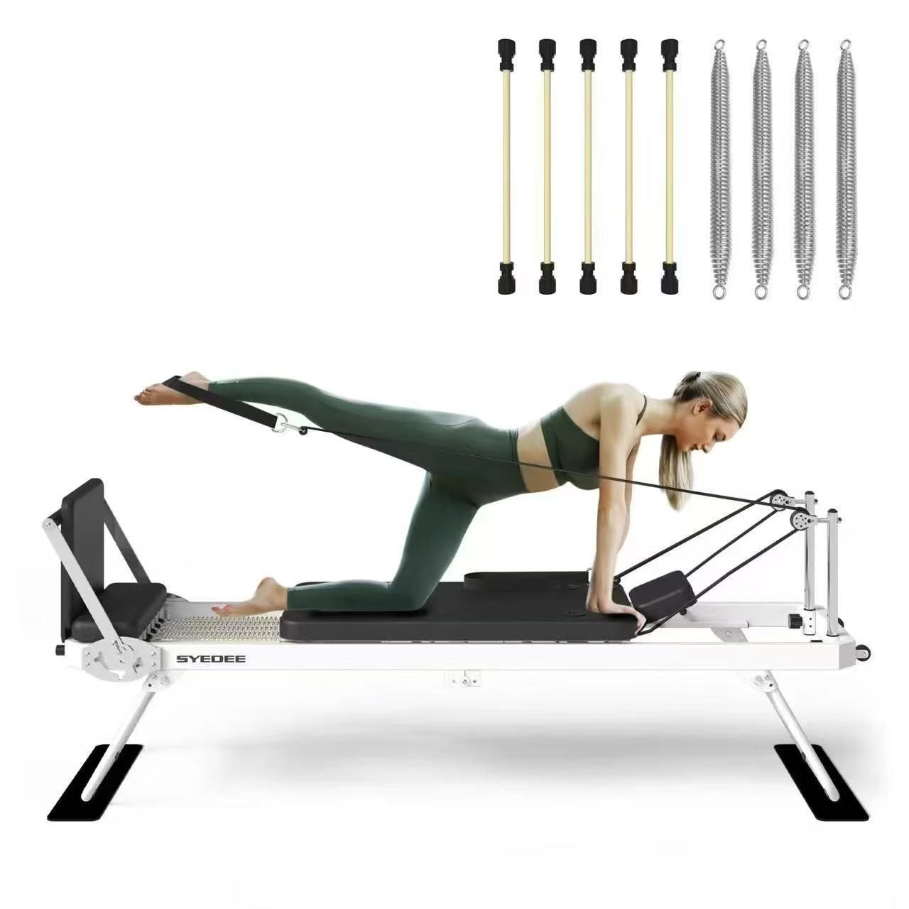 Syedee Foldable Pilates Equipment for Home Workouts,Balanced Body Pilates Reformer Machine for Home and Gym, Pilates Exercise Equipment with Jump Boar