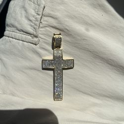 Stainless Steel/gold/ Diamond Cross Pendant 