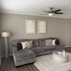 Gray Velvet Sectional 