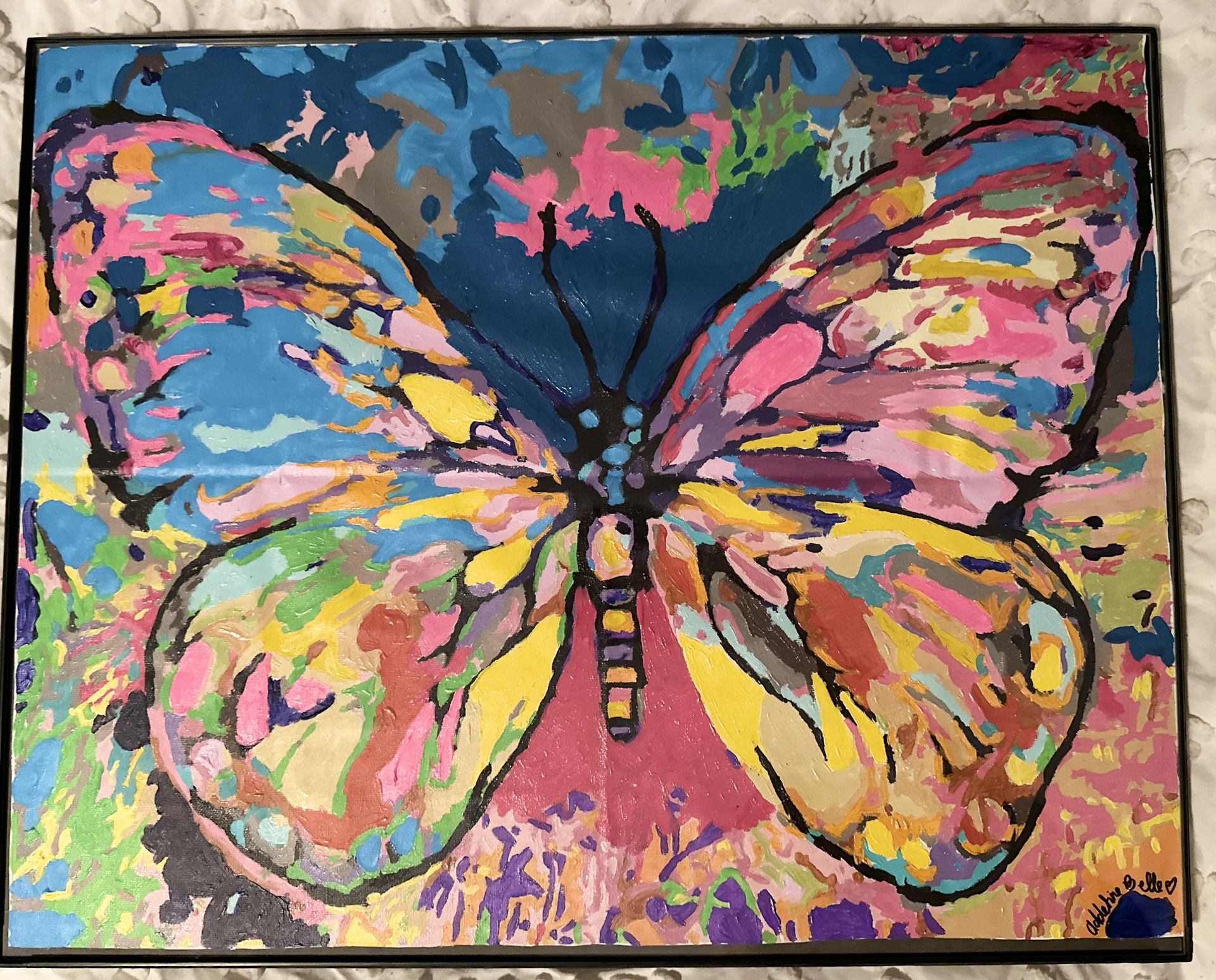 Bright Colorful Framed Butterfly Painting