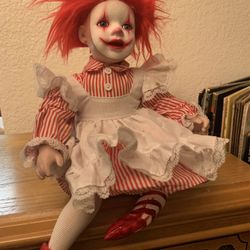 Candy Cane Clown Doll