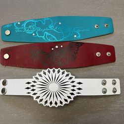 Leather Strap Snap Bracelets (3)