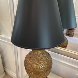 Lamps – Set Of Two, Black And Gold, Excellent Condition