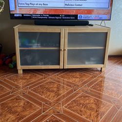 IKEA TV Stand with Frosted Glass Doors And 4 Shelves 