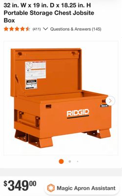 RIDGID Portable Jobsite Storage Chest Box with heavy duty wheels