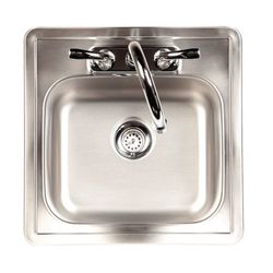 Like New! Kindred Single Bowl Stainless Steel 15x15in. Topmount Bar Sink KIT With Faucet Included