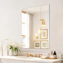 Mirrorons Frameless Mirror, Wall Mirror 24" x 32", Modern Rectangle Bathroom Mirrors for Wall with Polished Edge, Horizontally or Vertically. Upgraded