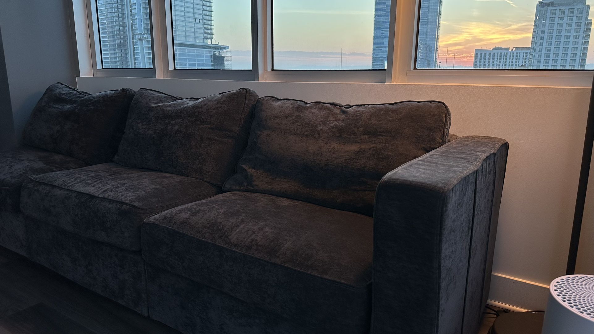 Less Than Half Price LOVESAC brand Velvet Grey Couch for Sale in Los