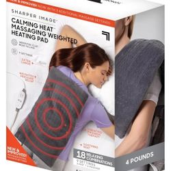 Calming Heat Massaging Weighted Heating Pad by Sharper Image- Weighted Electric Heating Pad with Massaging Vibrations