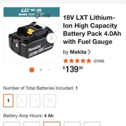 Makita 18v battery pack single 