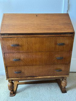 Vintage Birch Secretary Desk
