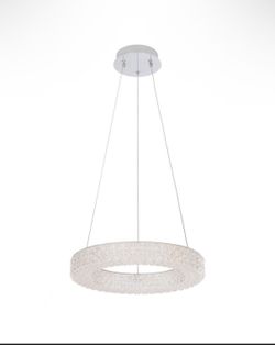 Home Decorators Collection Wesley Park 100-Watt Integrated LED Chrome Pendant Hanging Light with Clear Round Acrylic Ring Shade
