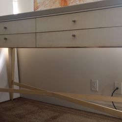 Hickory White Console Table With Four Drawers, In Ivory Color