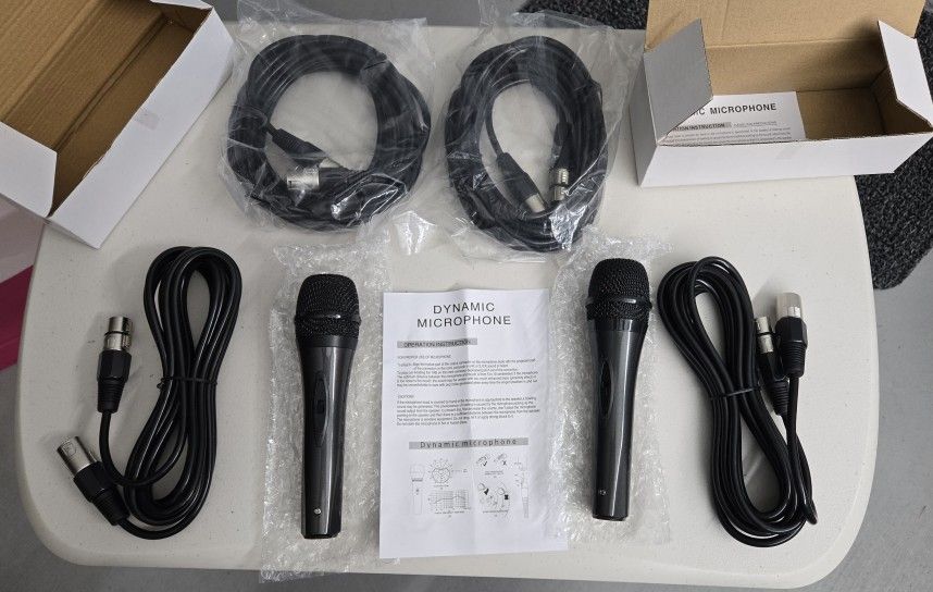 Lot of (2 ) NEW XLR Cable 20' Feet 3 Pin Male To Female Plus Ion Dinamic Microphone with Cable
