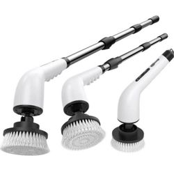 Brandnew Electric Spin Scrubber Bathroom - Adjustable Handle Cordless Shower Scrubber, 2 Speeds, Bathroom Scrubber with 8 Replaceable Brush Heads, Pow