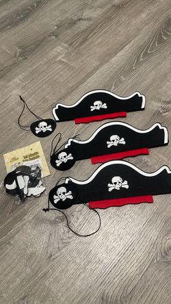 Pirate costume hats, mustaches and eye patch
