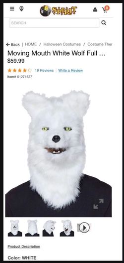 White Fox Mask Halloween Costume