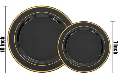 Black and Gold Plastic Plate Set