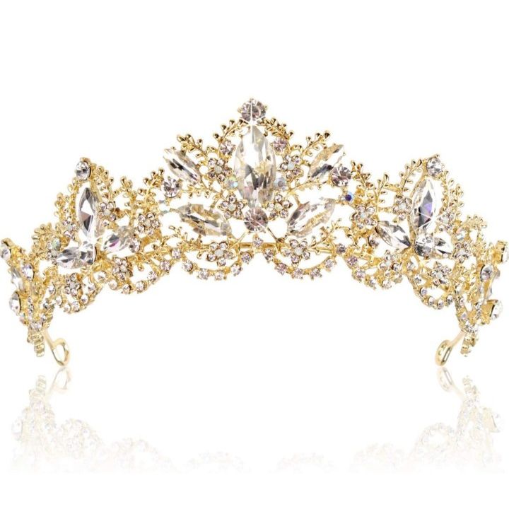 Exacoo Gold Tiara Wedding Tiaras And Crowns
