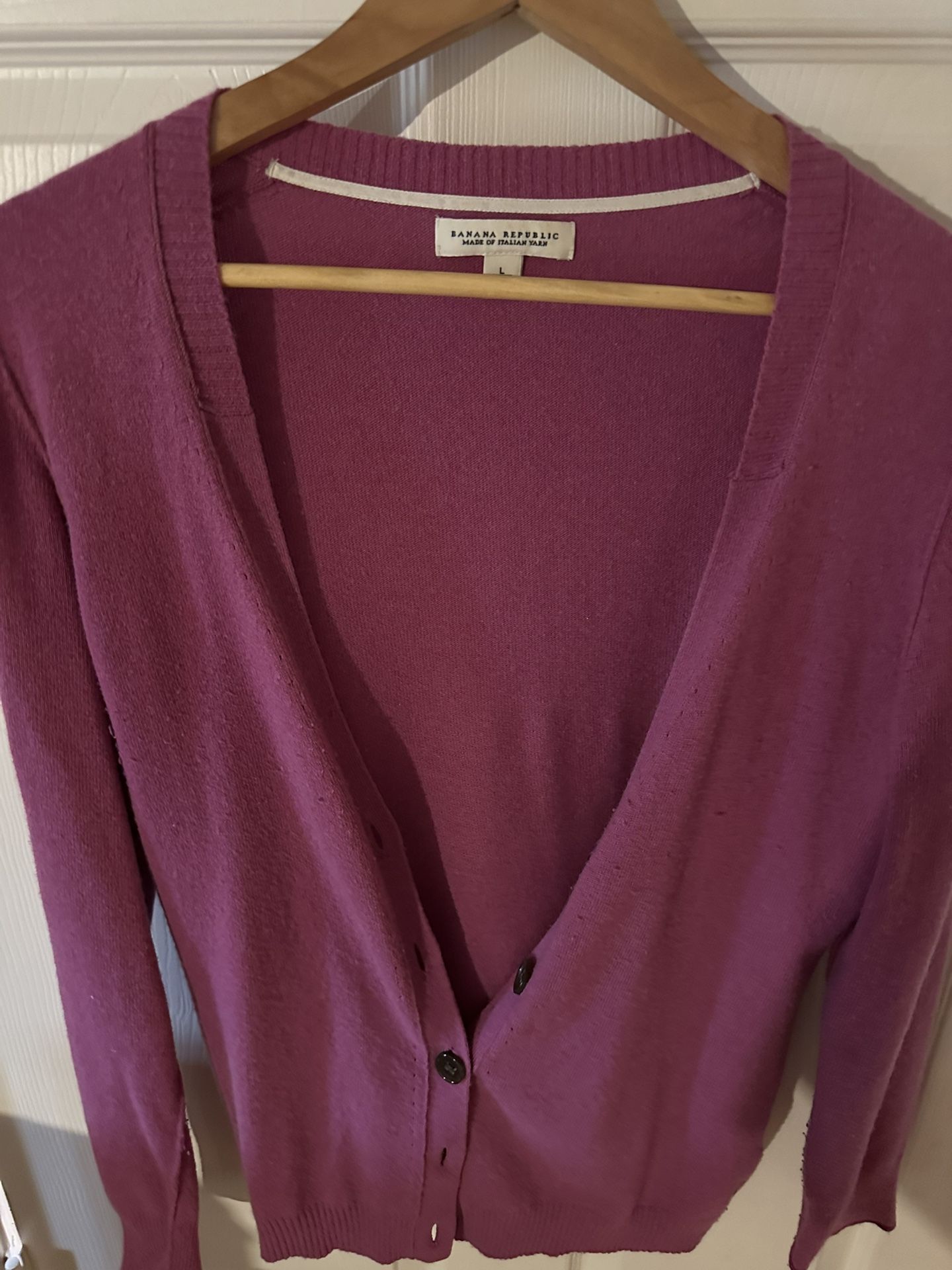 Banana Republic Wool–Cashmere Blend Cardigan – Size XL – Fuchsia/Purple